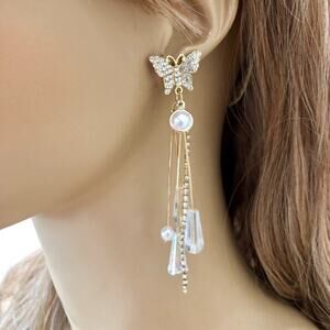 Gold Butterfly Dangle Earrings